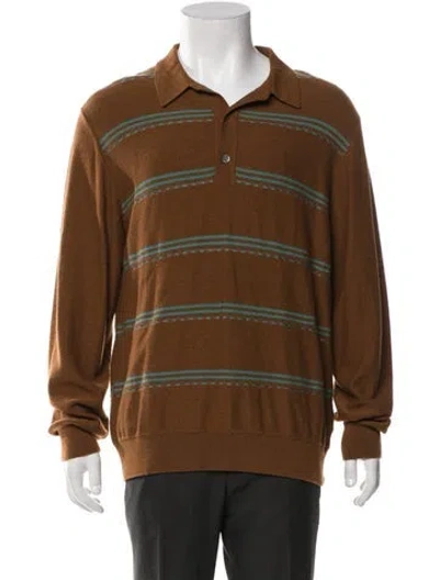 Pre-owned Todd Snyder Merino Wool Striped Polo Sweater In Brown