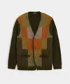 Todd Snyder Mohair Stacked Blocks Cardigan In Garden Green In Green