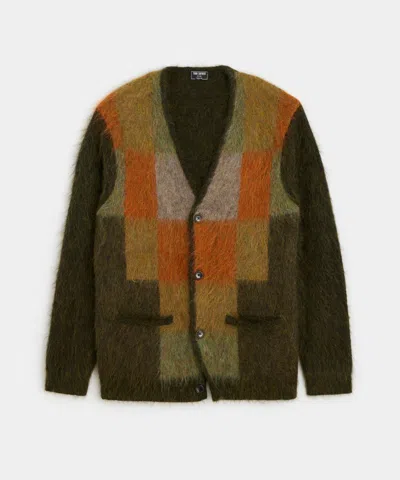 Todd Snyder Mohair Stacked Blocks Cardigan In Garden Green