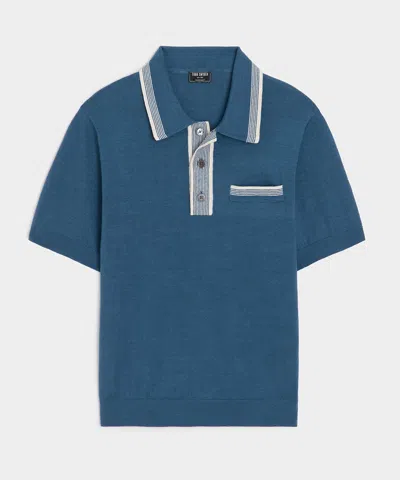 Todd Snyder Mojave Sweater Polo In Forest Shade In Blue