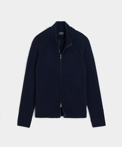 Todd Snyder Nomad Cashmere Full-zip Sweater In Navy In Blue