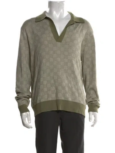 Pre-owned Todd Snyder Patterned Collar Polo Sweater In Green