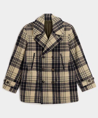 Todd Snyder Plaid Peacoat In Navy In Multi