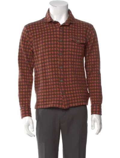 Pre-owned Todd Snyder Plaid Print Collar Polo Sweater In Brown