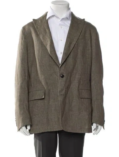 Pre-owned Todd Snyder Plaid Print Peacoat In Neutral