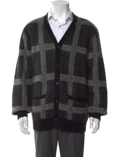 Pre-owned Todd Snyder Plaid Print V-neck Cardigan In Black