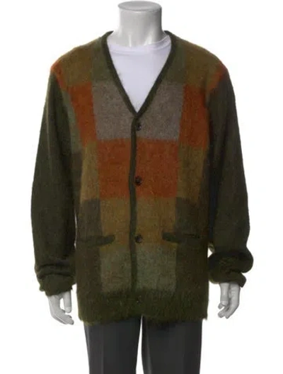 Pre-owned Todd Snyder Plaid Print V-neck Cardigan In Green