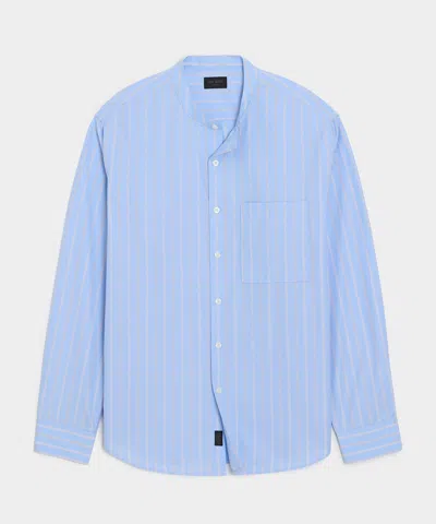 Todd Snyder Poplin Band Collar Big Shirt In Blue