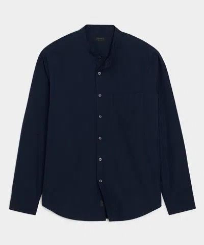 Todd Snyder Poplin Band Collar Big Shirt In Navy In Blue