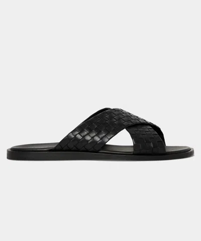 Todd Snyder Porto Woven Leather Sandal In Black