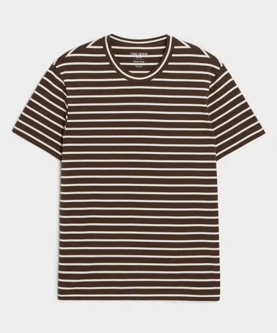 Todd Snyder Portuguese Premium Jersey Tee In Dark Mocha Stripe In Multi