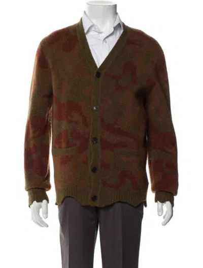 Pre-owned Todd Snyder Printed V-neck Cardigan In Green