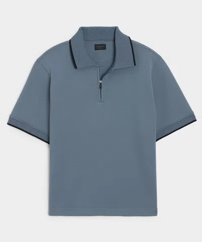 Todd Snyder Terry Quarter-zip Polo In Deep Springs In Blue