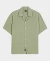 Todd Snyder Relaxed Basketweave Camp Collar Shirt In Green