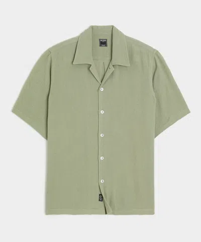 Todd Snyder Relaxed Basketweave Camp Collar Shirt In Green