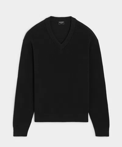 Todd Snyder Relaxed Beechwood V-neck Sweater In Black