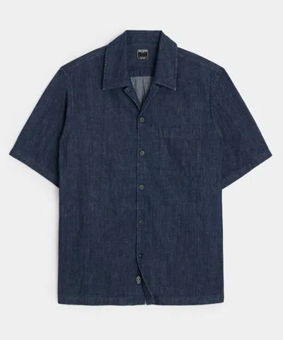 Todd Snyder Relaxed Denim Camp Collar Shirt In Blue