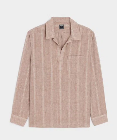 Todd Snyder Relaxed Linen Popover Shirt In Brown
