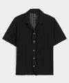 Todd Snyder Relaxed Open-knit Embroidered Cabana Polo In Black