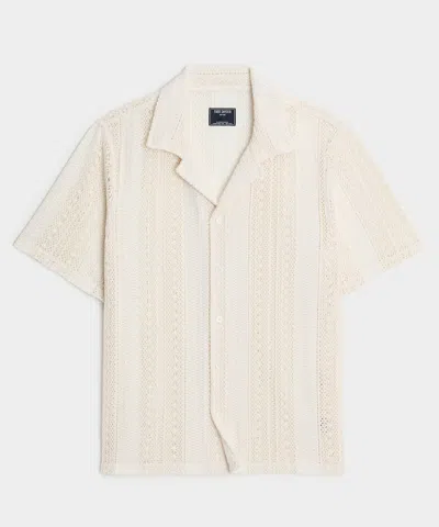 Todd Snyder Relaxed Open-knit Embroidered Cabana Polo In White