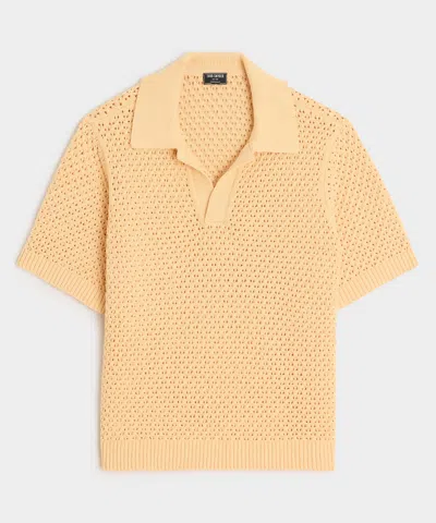 Todd Snyder Relaxed Open-knit Montauk Sweater Polo In Orange