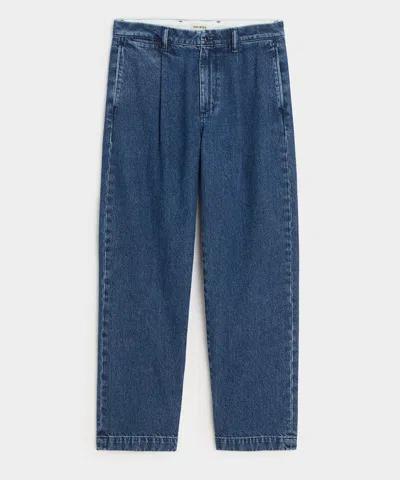 Todd Snyder Relaxed Pleated Denim Chino In Blue