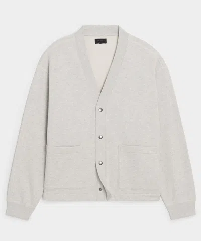 Todd Snyder Relaxed Portuguese Terry Cardigan In Heather Beige In Gray