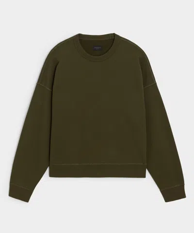 Todd Snyder Relaxed Portuguese Terry Crewneck In Olive In Green