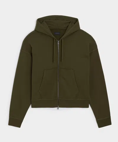 Todd Snyder Relaxed Portuguese Terry Full-zip Hoodie In Olive In Green
