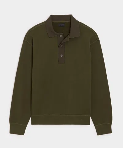 Todd Snyder Relaxed Portuguese Terry Polo In Olive In Green