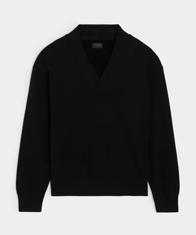 Todd Snyder Relaxed Portuguese Terry V-neck Sweatshirt In Black