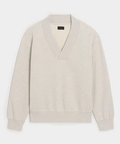 Todd Snyder Relaxed Portuguese Terry V-neck Sweatshirt In Heather Beige In White
