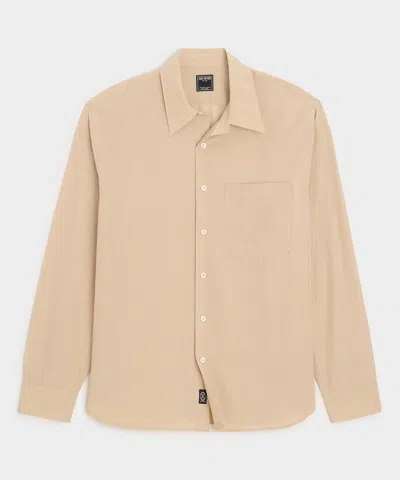 Todd Snyder Relaxed Silk-cotton Point Collar Shirt In Brown