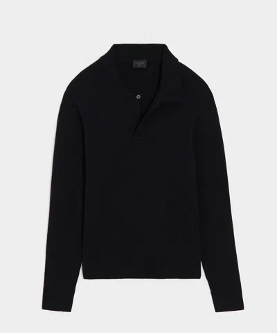 Todd Snyder Ribbed Cotton-cashmere Sweater Polo In Black