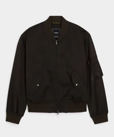 Todd Snyder Satin Flight Jacket In Dark Brown
