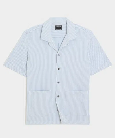 Todd Snyder Seersucker Guayabera Shirt In Blue