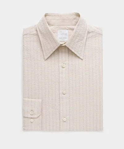 Todd Snyder Seersucker Long Point Collar Dress Shirt In Neutral