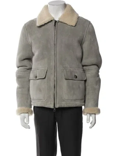 Pre-owned Todd Snyder Shearling Utility Jacket In Gray