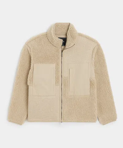 Todd Snyder Sherpa Full-zip Jacket In Stone In Gray