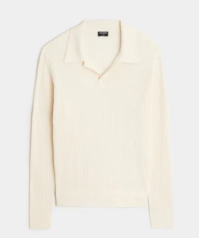 Todd Snyder Silk-cashmere Ribbed Sweater Polo In Neutral