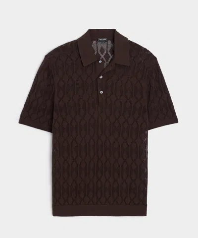 Todd Snyder Silk-cotton Diamond Sweater Polo In Brown