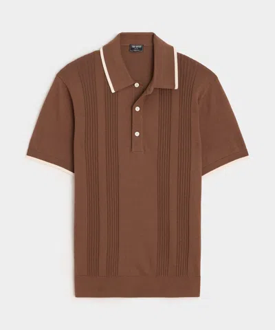 Todd Snyder Silk-cotton Tipped Sweater Polo In Brown