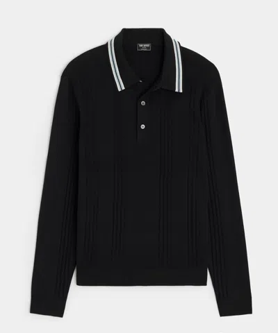 Todd Snyder Silk-cotton Tipped Sweater Polo In Black