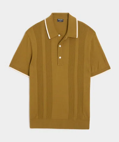 Todd Snyder Silk-cotton Tipped Sweater Polo In Brown
