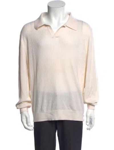 Pre-owned Todd Snyder Silk V-neck Polo Sweater In Neutrals