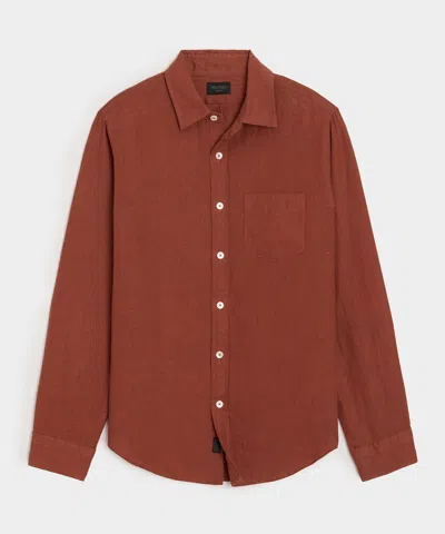 Todd Snyder Silm Sea Soft Linen Point Collar Shirt In Burnt Red