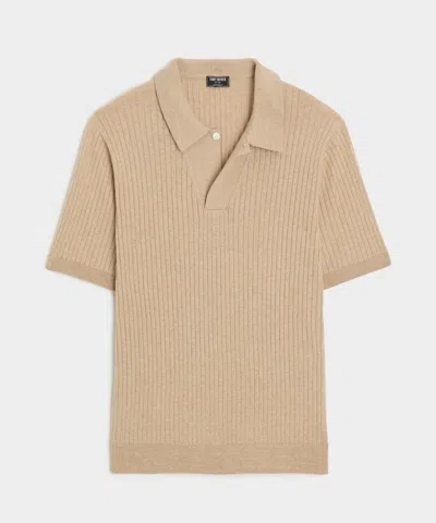 Todd Snyder Slim Cotton-cashmere Sweater Polo In Brown