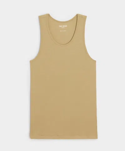 Todd Snyder Slim Ribbed Tank In Beach Walk In Brown