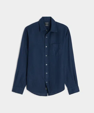 Todd Snyder Slim Sea Soft Irish Linen Point Collar Shirt In Blue
