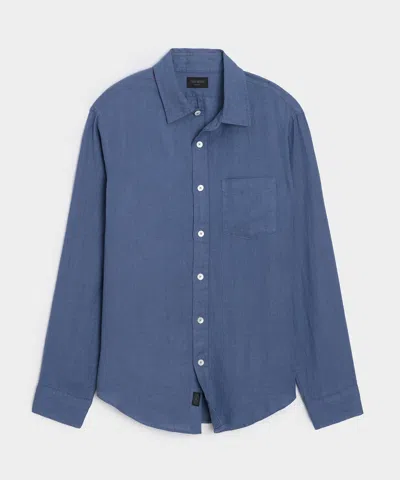 Todd Snyder Slim Sea Soft Irish Linen Point Collar Shirt In Denim Blue